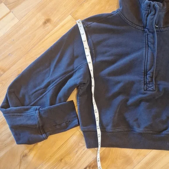 Free People FP Movement Cropped 3/4 Zip Hoodie Black Size Medium - Picture 11 of 11